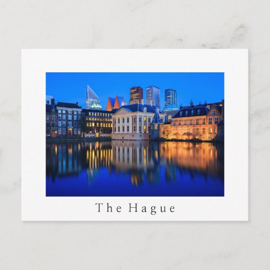 La Haye skyline à l'heure bleue carte postale blan (Devant)