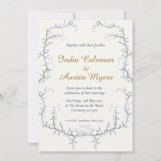 La Jacinthe : Invitation de Mariage Bleu Poussiére