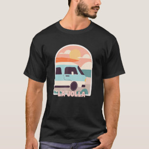 La Jolla Beach Retro Pastel Kleuren Zon & Surfen V T-shirt
