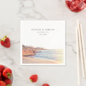 La Jolla Bruiloft Aangepaste Papier Cocktail Serve Servet (Insitu)