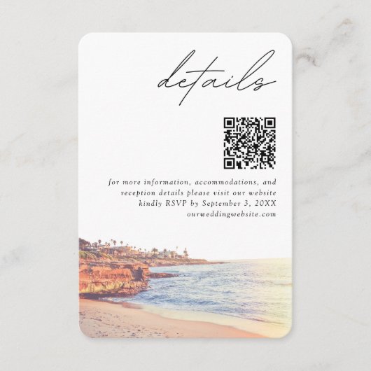 La Jolla Bruiloft Moderne Details QR Code Informatiekaartje (Voorkant)