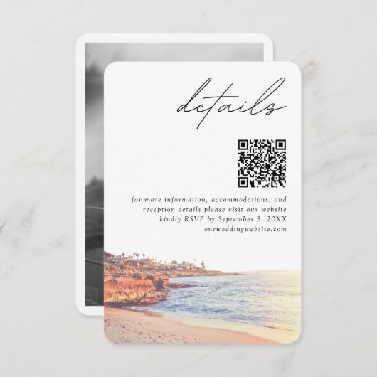 La Jolla Bruiloft Moderne Details QR Code Informatiekaartje (Voorkant / Achterkant)