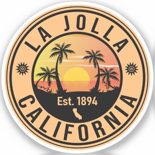 La Jolla California  Palm Trees Souvenirs Sticker (Voorkant)