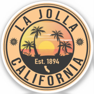 La Jolla California Vintage Palm Trees Souvenirs Sticker