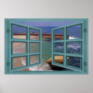 La Jolla Seal Beach 6 Pane Open Window Poster