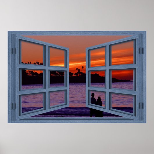 La Jolla Sunset Blue 6 Pane Open Window Poster (Voorkant)