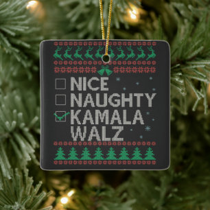 La Kamala Harris lelijke kersttrui verkiezing Keramisch Ornament