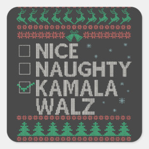 La Kamala Harris lelijke kersttrui verkiezing Vierkante Sticker