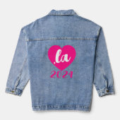 ,la KAMALA hart 2024 hot pink script tekst Denim Jacket (Achterkant)