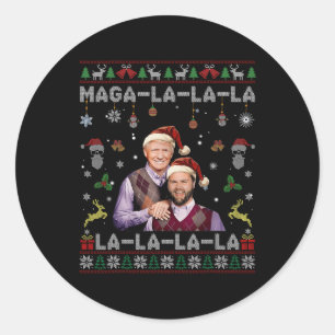 La La Donald Trump Potus 47 Lelijke Kerstzweet Ronde Sticker