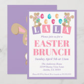 La La Easter Bunny Easter Brunch Invitation Kaart (Voorkant / Achterkant)