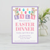 La La Easter Bunny Easter Dinner Invitation (Debout devant)