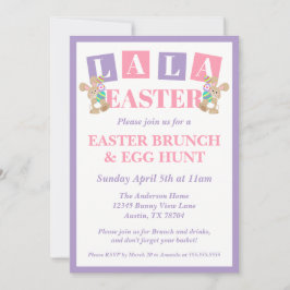 La La Easter Bunny Egg Hunt Invitation Kaart