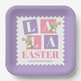 La La Easter Bunny Pastel Party Plates Papieren Bordje