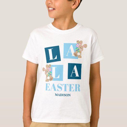 La La Easter Cute Bunny Kids T-Shirt (Voorkant)