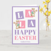 La La Easter Pastel Bunny Greeting Card Kaart (Gele Bloem)