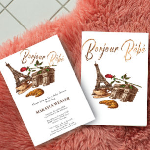 La La La! Gouden Frans Baby shower uitnodiging