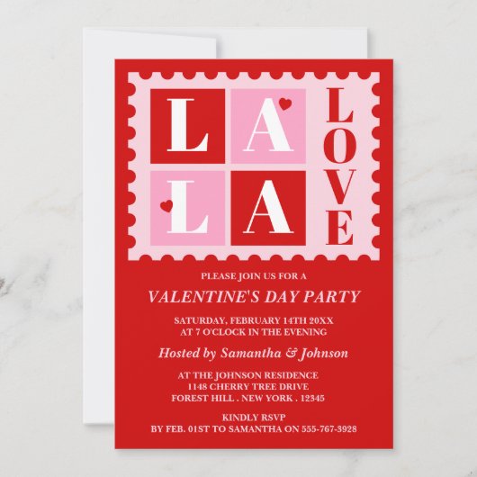 La La Love Valentine’s Day Party Invitation (Devant)
