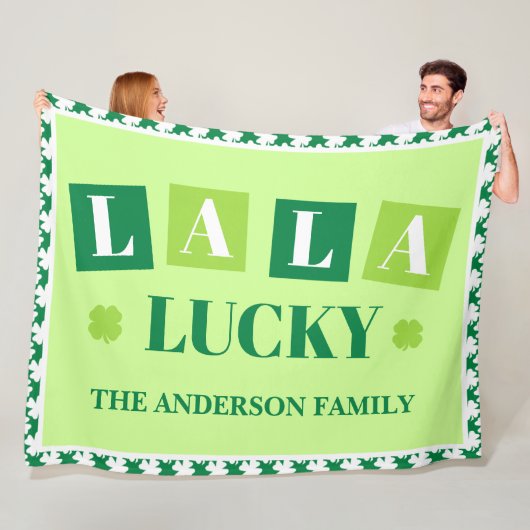 La La Lucky St. Patrick’s Day Personalized Blanket Fleece Deken (In situ)