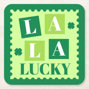 La La Lucky St. Patrick's Day Vierkante Kartonnen Onderzetter