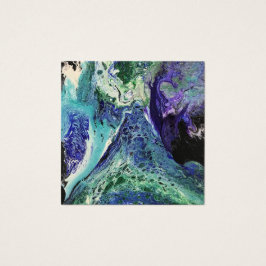 La Laguna #1 schilderij in blauw, blauwgroen, prof Vierkante Visitekaartjes