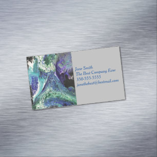 La Laguna #1 schilderij in blauw, blauwgroen Visit Magnetisch Visitekaartje