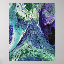 La Laguna #1 schilderij in blauw, blauwgroen, wit Poster