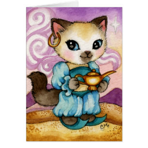 La lampe Aladdin Kitty - carte mignonne du génie