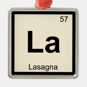 La - Lasagna Pasta Chemistry Periodic Table Symbol Metalen Ornament