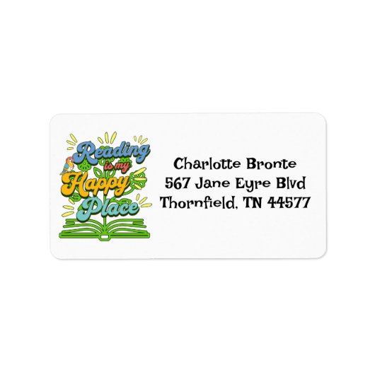 La lecture est mon endroit heureux Étiquettes d'ad (Devant)