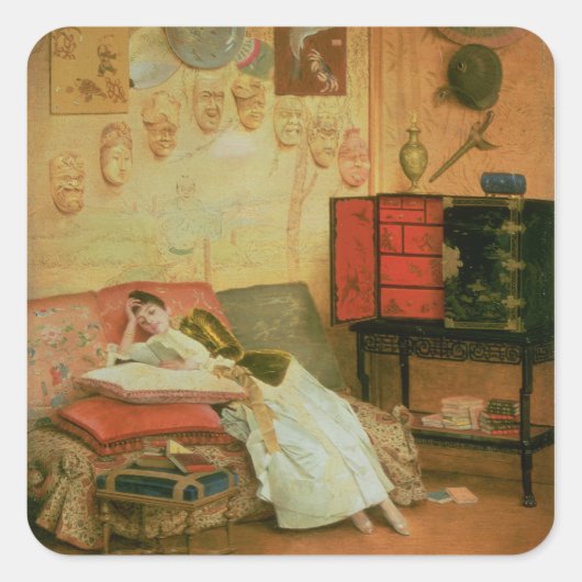 La Liseuse Vierkante Sticker (Voorkant)