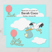 La livraison de bébé de cigogne, invitation de (Devant / Derrière)