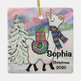 La Llama Cute Whimsical Ceramic Ornament