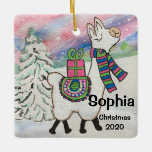 La Llama Cute Whimsical Ceramic Ornament