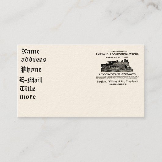 La locomotive de Baldwin fonctionne 1895 cartes de (Devant)