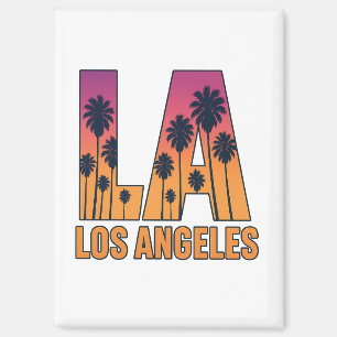LA Los Angeles Palm Trees Sunset Retro Design Magneet