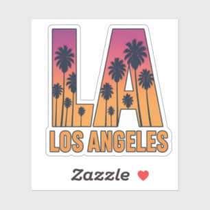 LA Los Angeles Palm Trees Sunset Retro Design Sticker