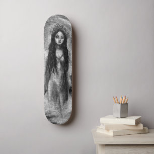 La Luna Dark Angel Fairy Gothic Woman Original Art Skateboard