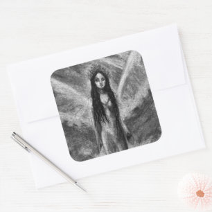 La Luna Donkere Engel Fee Vrouw Goth Fantasy Kunst Vierkante Sticker