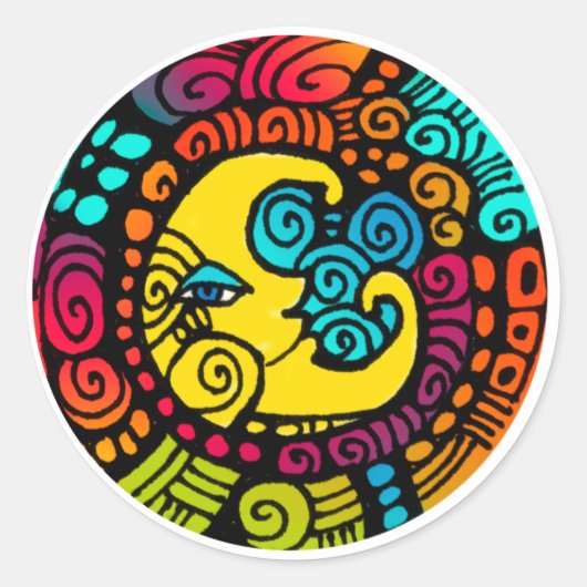 La Luna / Moon grillige sticker blad (Voorkant)