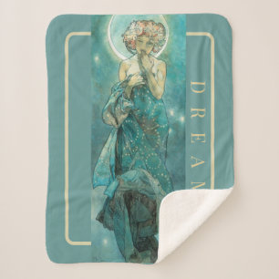 "La Lune" de Mucha, couverture Sherpa Green Dream