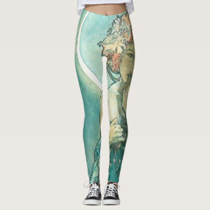 "La Lune" de Mucha Green Leggings