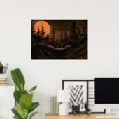 "La Lune du chasseur - Lumière" Affiche paysagère  (Bureau à domicile)