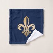 La luxueuse Gold Fleur de Lis Navy (Gant de toilette)