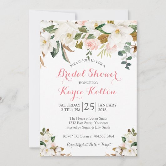 La magnolia du sud rougissent invitation nuptiale (Devant)