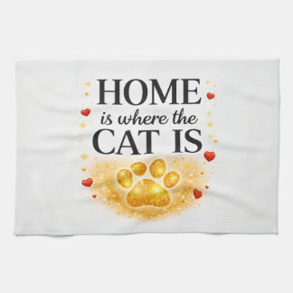 La maison est où est le chat Serviette de cuisine 