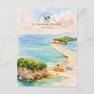 La Manok Eiland Filipijnen   Aquarel Souvenir Feestdagenkaart