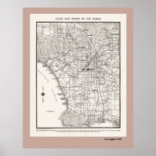 LA Map uit 1925 Poster
