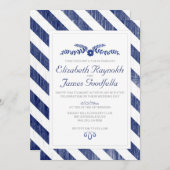 La Marine Bleue Stripes Invitations Mariage (Devant / Derrière)