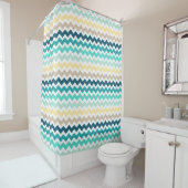 La marine Chevron jaune turquoise barre le rideau (En situation)